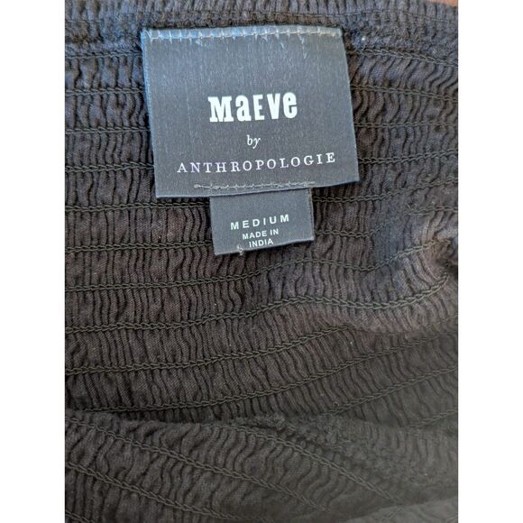 Anthropologie Maeve Black Smocked Tube Top Bandeau Medium - Picture 2 of 4